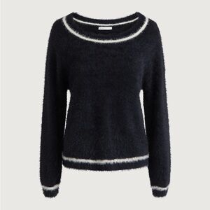 OAK + FORT Black Sweater with White Accents